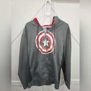 Captain America Gray Zip-Up Hoodie